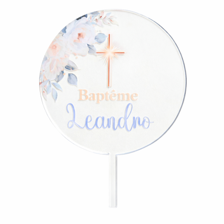 Cake Topper Battesimo Personalizzato con il Nome in Acrilic