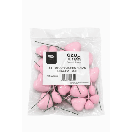 20 decorazioni per torte rosa chiaro - cuori