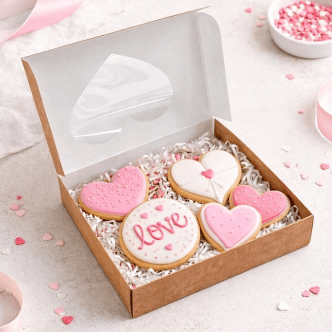 scatola per biscotti a forma di cuore in carta kraft