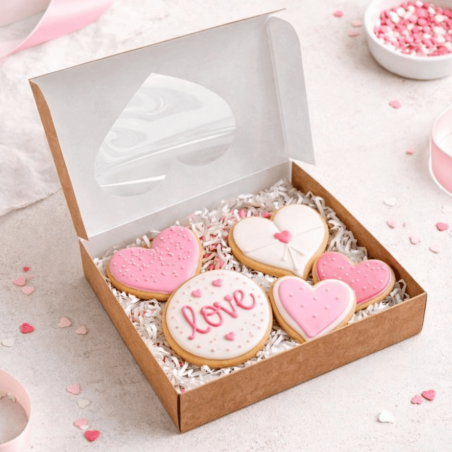 scatola per biscotti a forma di cuore in carta kraft