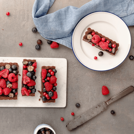 stampo rettangolare in acciaio per crostata al cioccolato e frutti rossi
