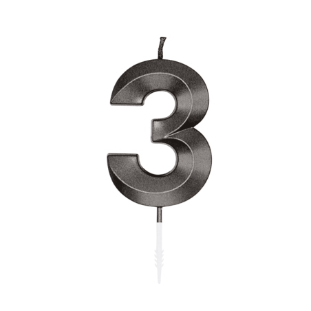 candela di compleanno numero 3 grafica nera