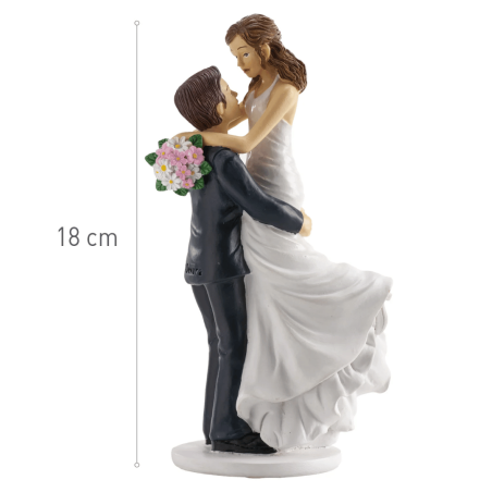 Decorazione per torta nuziale raffigurante gli sposi in braccio, 18 cm