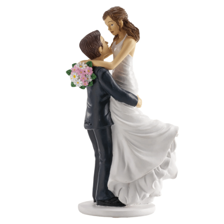 Statuetta per torta nuziale raffigurante gli sposi in braccio