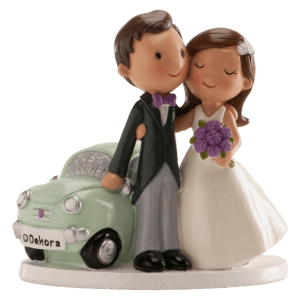 Decorazione per torta nuziale: auto appena sposati, 12 cm