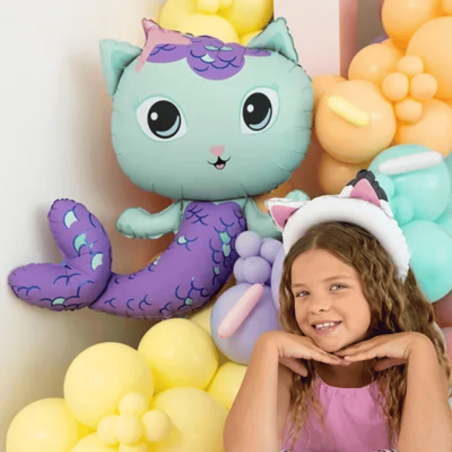 Palloncino gigante a forma di sirena-gatto in lamina, Gabby e la Casa Magica