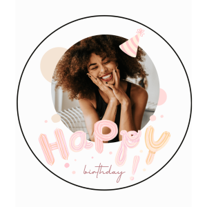 Foto commestibile rotonda 24cm Happy birthday