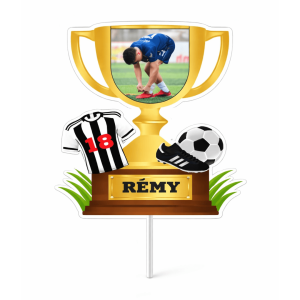 Decorazione per torta a forma di trofeo di calcio personalizzabile