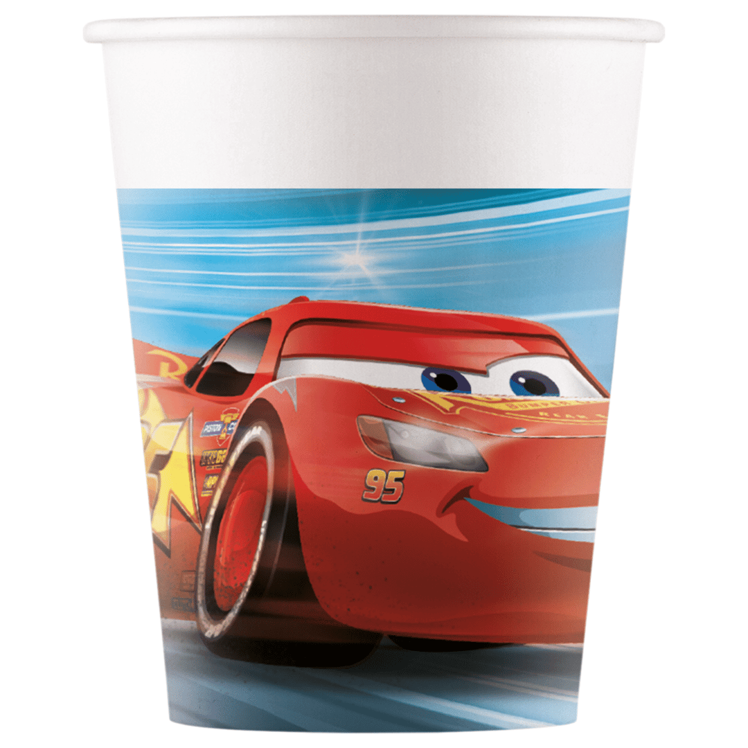 8 bicchieri di cartone compleanno Cars 25 cl
