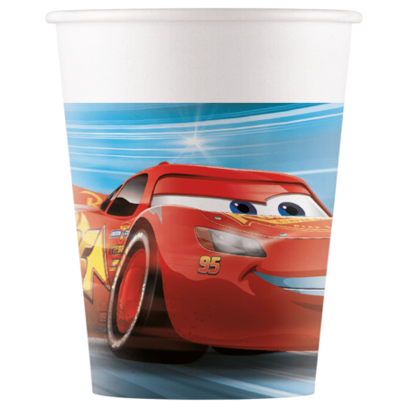 8 bicchieri di cartone compleanno Cars 25 cl