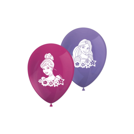 8 palloncini in lattice color fucsia e malva con le principesse Disney.