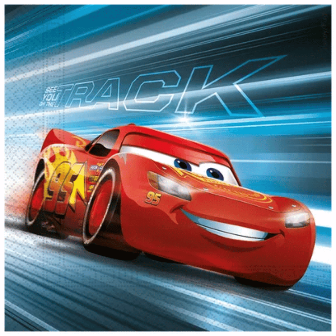 20 tovaglioli di carta con l'immagine di Saetta McQueen e il cartone animato Cars.