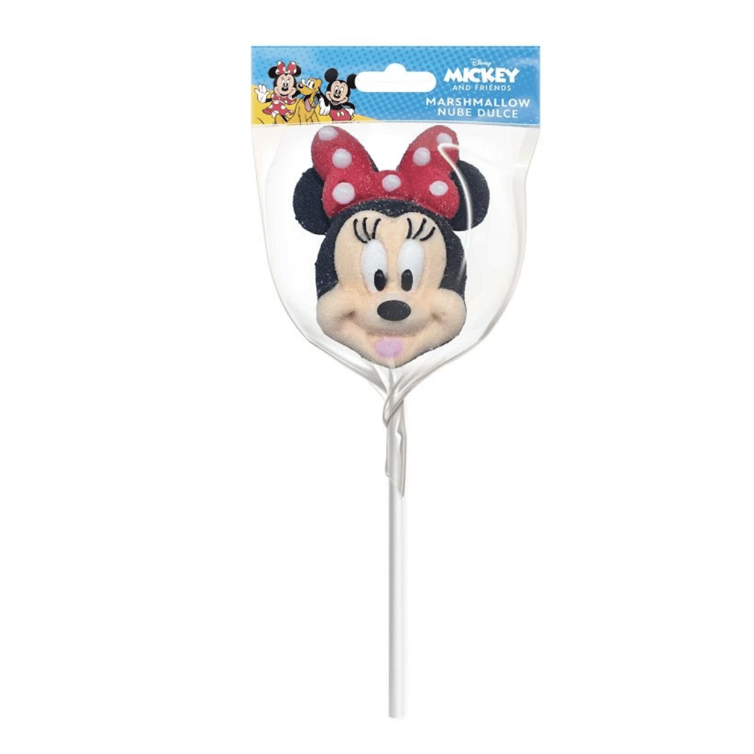 Lecca-lecca di marshmallow di Minnie Mouse per il compleanno a tema Disney.