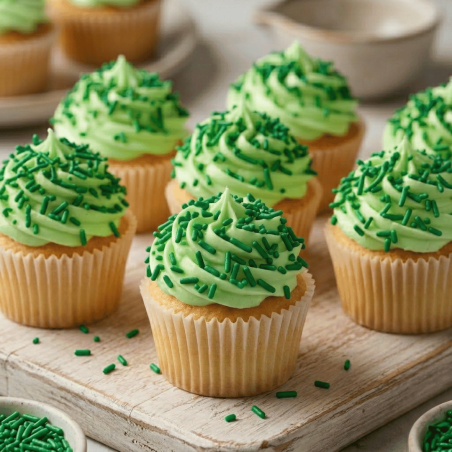 Cupcake decorati con codette di zucchero verdi Wilton Jimmies
