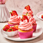 Decorazioni per cupcake con il preparato per crema incantata alla fragola di Funcakes