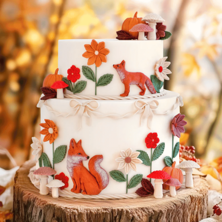 Decorazione per torta a tema animali del bosco: volpi