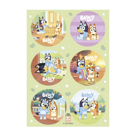 6 mini dischi in cialda para cupcakes Bluey