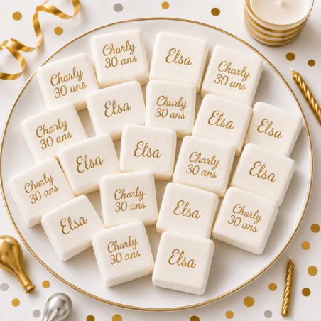 Marshmallow personalizzati con incisione del nome e/o dell'età