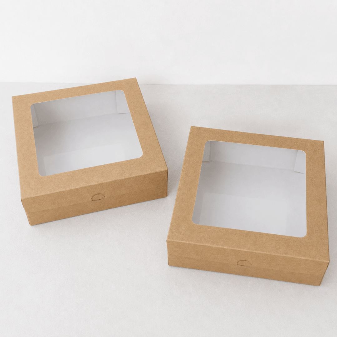 2 scatole per biscotti in cartone resistente con finestra