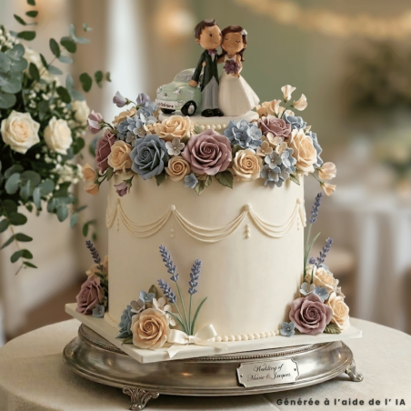 Decorazione per torta nuziale a forma di auto appena sposati