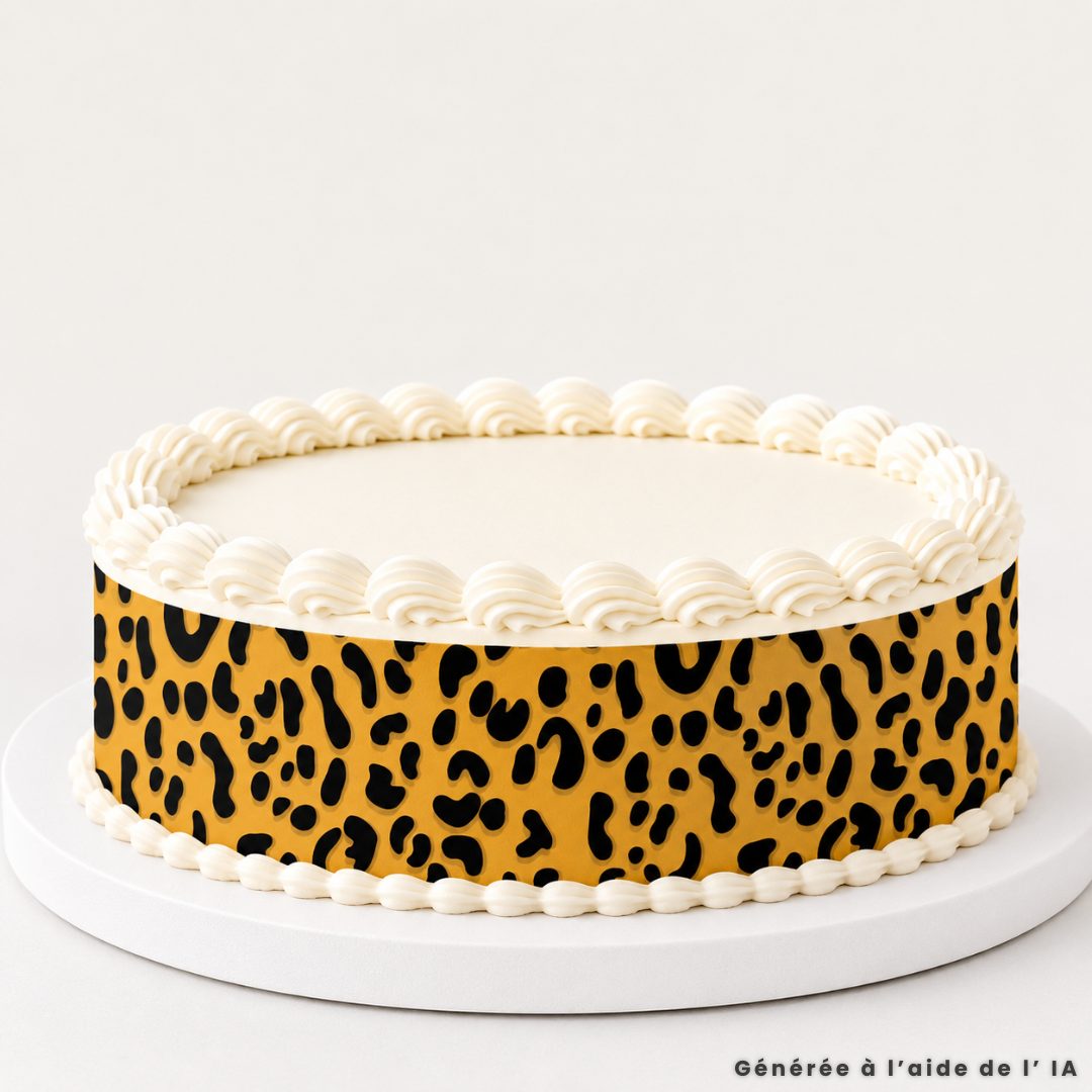 Contorno della torta commestibile leopardo