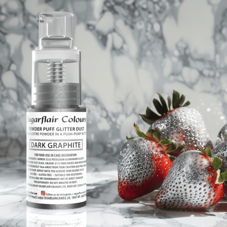 spray con glitter alimentari color argento grafite