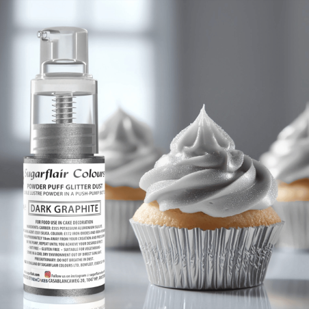 decorazione per cupcake, colorante spray, glitter argento grafite