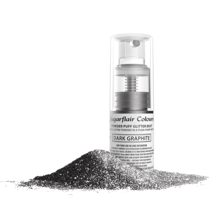 Spray glitterato argento grafite Sugarflair Colours per torte