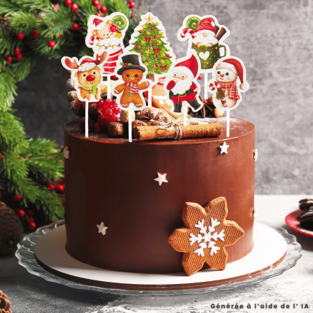 Decorazioni per torte di Natale in carta x16