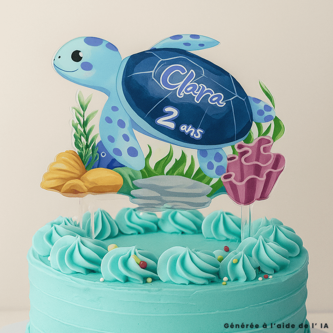 Decorazione per torta a forma di tartaruga personalizzabile