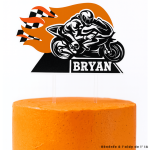 Decorazione per torta a forma di motocicletta personalizzabile con il nome