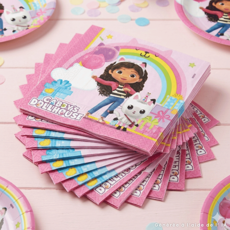 20 serviettes gabby chat 33x33 cm