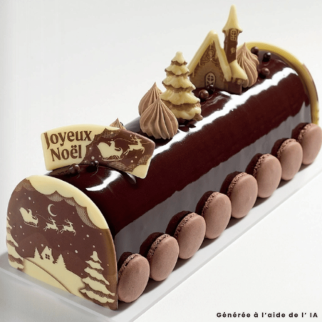 2 Placchette cioccolato per tronchetto di Natale "Joyeux Noël"