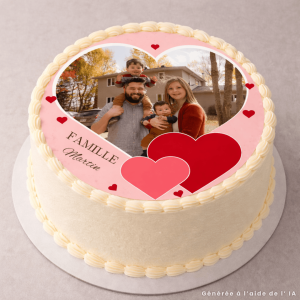 Foto Commestibile rotonda Cuore Personalizzabile 24 cm | Autour du Gâteau