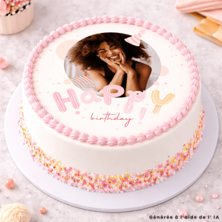 Foto commestibile rotonda 24cm Buon compleanno