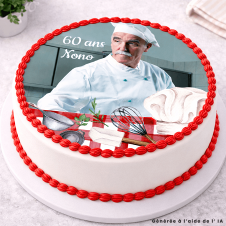 Foto commestibile rotonda da 24 cm a tema cucina