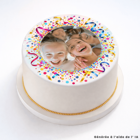 Disco di zucchero personalizzabile con confetti multicolori