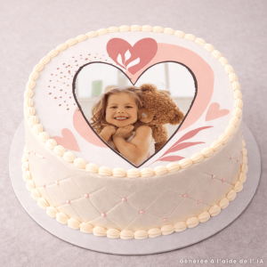 Foto commestibile rotonda personalizzata con cuore multicolore