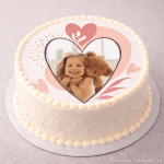 Foto commestibile rotonda personalizzata con cuore multicolore