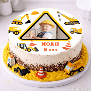 Photo comestible ronde 20cm chantier