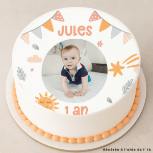 Foto di bambino commestibile rotonda da 24 cm da personalizzare