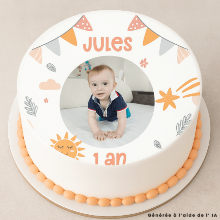 Foto di bambino commestibile rotonda da 24 cm da personalizzare