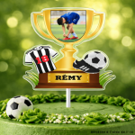 Decorazione per torta trofeo di calcio personalizzabile
