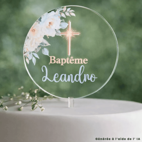 Cake Topper Battesimo Personalizzato con il Nome in Acrilic