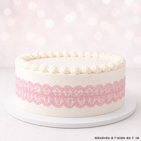 contorno di pizzo rosa per torta
