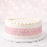 contorno di pizzo rosa per torta
