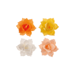 Mini fiori di ninfea in carta di riso nei colori rosa, arancione, giallo pastello e bianco