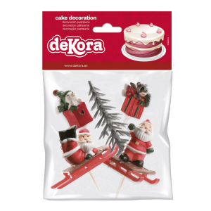 6 decorazioni per il ceppo di Natale: alberi di Natale, Babbo Natale e regali