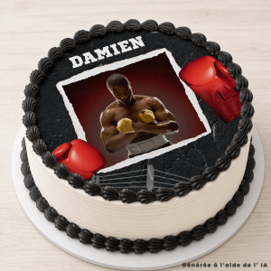 Torta a tema boxe con foto commestibile