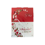 6 mini tronchetti di Natale in cartone rosso e bianco con la scritta "Buone Feste".